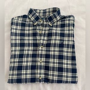 Ralph Lauren Blue Plaid Brushed Cotton Flannel Shirt long sleeved . Sz L